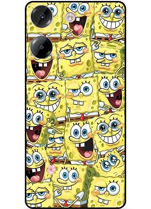 Силиконовый чехол бампер для xiaomi poco m7 pro с рисунком губка боб sponge bob