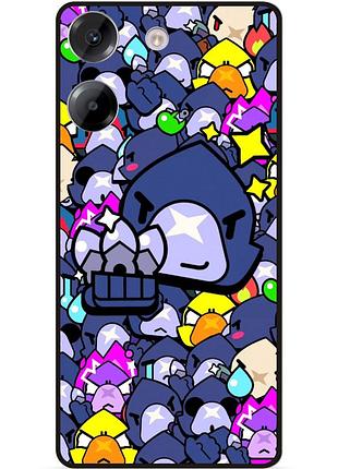 Силіконовий чохол бампер для xiaomi poco m7 pro стікери бравл ворон brawl