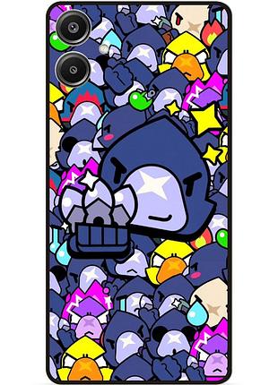 Силиконовый бампер чехол для samsung a05 стикеры бравл ворон brawl