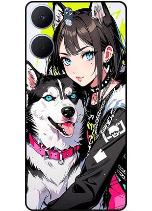Чехол силиконовый бампер для oppo a5x с рисунком хаски аниме