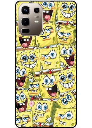 Силиконовый чехол бампер для infinix note 50 pro (x6855) с рисунком губка боб sponge bob