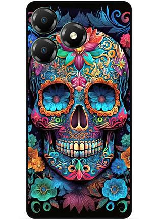 Силиконовый чехол бампер для zte blade a36 с картинкой череп скелет