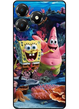 Силиконовый бампер чехол для zte blade a36 с рисунком sponge bob губка боб