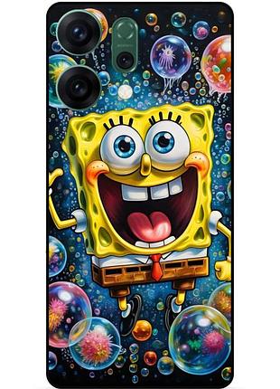 Силиконовый бампер чехол для oppo reno 14 с картинкой губка боб sponge bob
