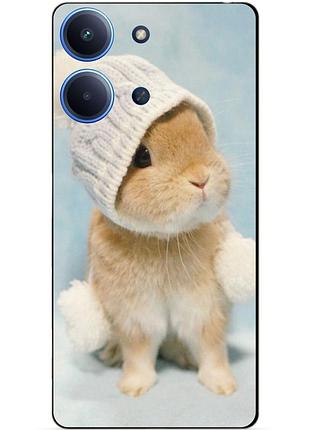 Силіконовий чохол бампер для xiaomi poco c85 з малюнком зайчик у шапці