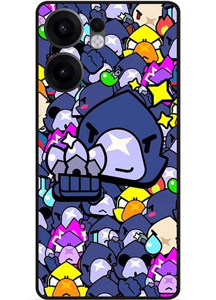 Силіконовий чохол бампер для oppo reno 13f стікери бравл ворон brawl