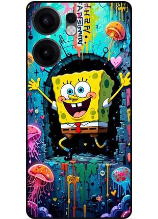 Силиконовый чехол для oppo reno 13fs с рисунком губка боб sponge bob