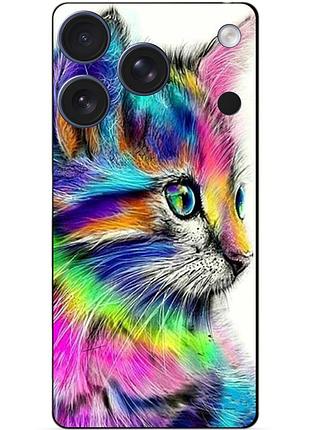 Силіконовий чохол бампер для iphone 17 pro з малюнком акварельний кіт