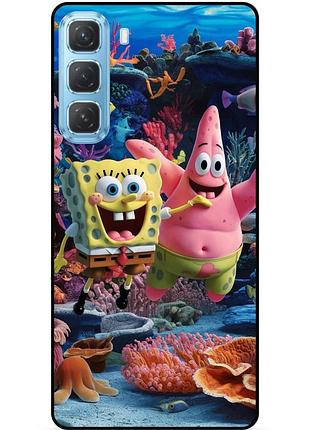 Силиконовый бампер чехол для infinix hot 60 pro (x6885) с рисунком sponge bob губка боб