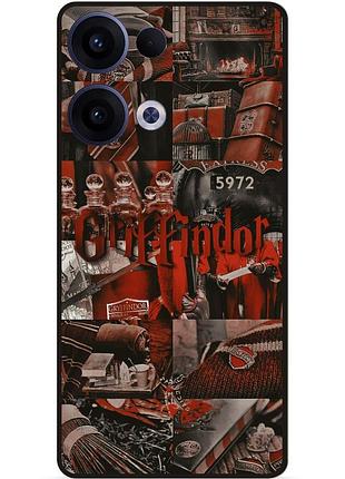 Силиконовый бампер чехол для oppo reno 13 с рисунком gryffindor гриффиндор гарри поттер harry potter