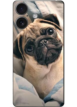 Чехол силиконовый бампер для iphone 17 с рисунком фото мопс