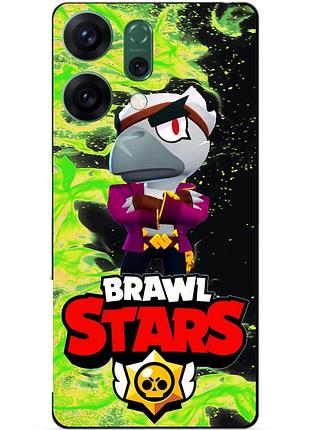 Силіконовий бампер чохол для oppo reno 14 з героєм бравл білий ворон brawl