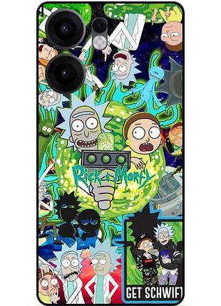 Силіконовий чохол бампер для oppo reno 13f з малюнком rick and morty рік і морті