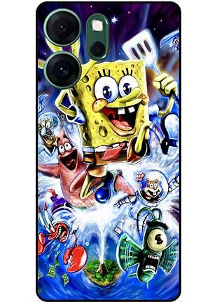 Силиконовый чехол бампер для oppo reno 14fs с картинкой губка боб sponge bob