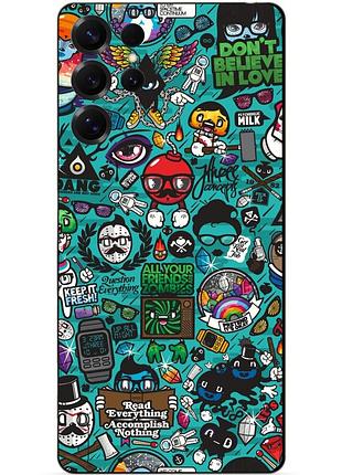 Чехол силиконовый бампер для samsung s24 ultra с рисунком стикеры