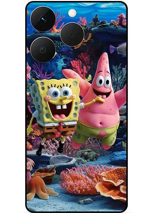 Силиконовый бампер чехол для realme 15t с рисунком sponge bob губка боб