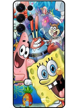 Силиконовый бампер чехол для samsung s24 ultra с рисунком губка боб sponge bob