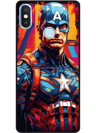 Чехол силиконовый бампер для xiaomi mi 8 с рисунком капитан америка marvel captain america