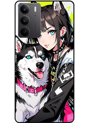 Чехол силиконовый бампер для realme c71 / c75 с рисунком хаски аниме