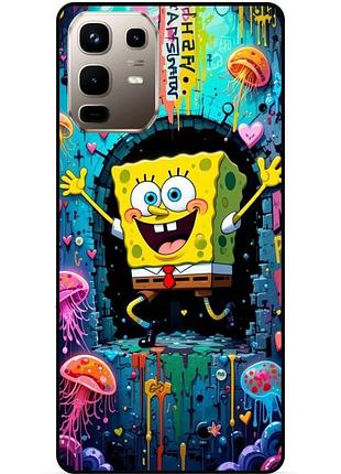 Силиконовый чехол бампер для infinix note 50 pro (x6855) с картинкой sponge bob губка боб