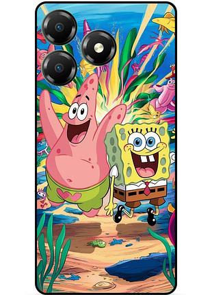 Силиконовый бампер чехол для zte blade a36 с картинкой sponge bob губка боб