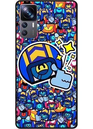 Силиконовый бампер чехол для xiaomi 12t стикеры бравл стю brawl