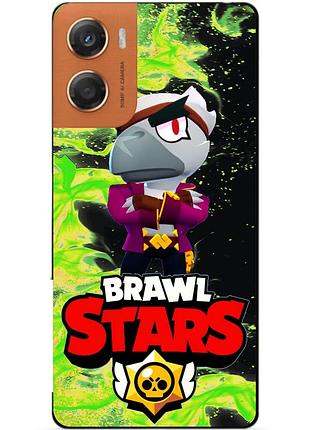 Чехол силиконовый бампер для motorola moto g06 с героем бравл белый ворон brawl
