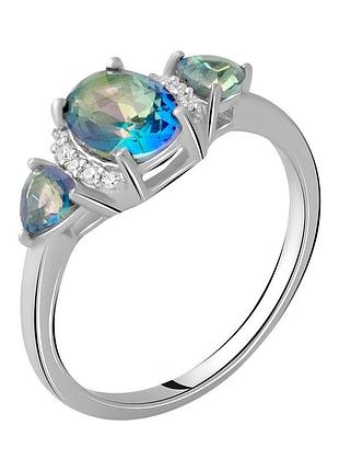 Срібне кільце komilfo з містиком топазом 1.562ct, вага виробу 2,98 г (2058434) 18 розмір 2.95, 17"
