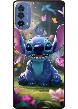 Силиконовый бампер чехол для motorola moto e40 стич и лило stitch