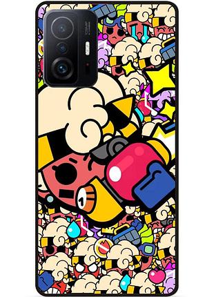 Силіконовий чохол бампер для xiaomi 11t стікери бравл мэйси brawl