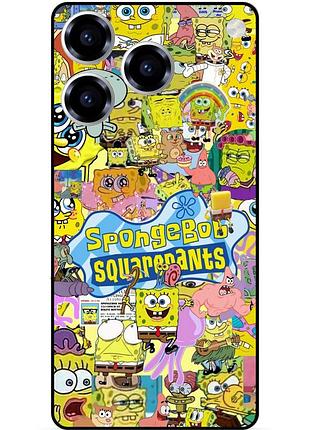 Силиконовый чехол бампер для zte blade a76 с рисунком sponge bob губка боб