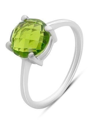 Срібне кільце komilfo з хризолітом 2.285ct, вага виробу 2,16 г (60002170) 18 розмір 2.13, 17"