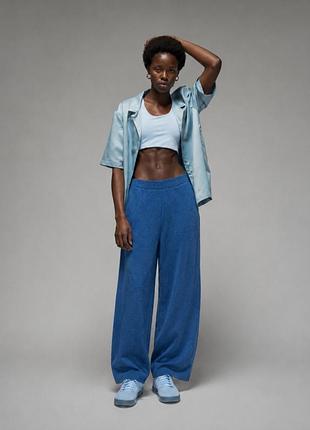 Льняные трикотажные брюки палаццо united colors of benetton, размер xs