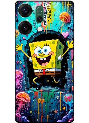 Силиконовый чехол бампер для oppo reno 14 с картинкой sponge bob губка боб