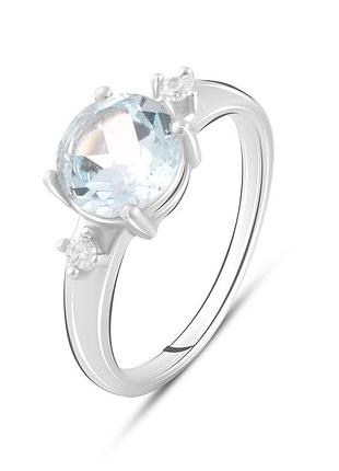 Срібне кільце komilfo з натуральним топазом 2.362ct, вага виробу 2,97 г (2089407) 18 розмір