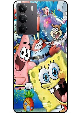 Силиконовый бампер чехол для realme c71 / c75 с рисунком губка боб sponge bob