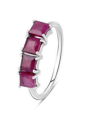 Срібне кільце komilfo з натуральним рубіном 1.831ct, вага виробу 2,13 г (2108429) 17.5 розмір 1.95, 18