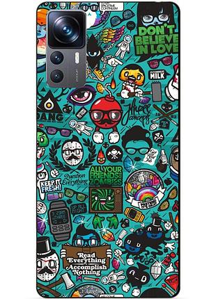 Силіконовий чохол бампер для xiaomi 12t з малюнком стикери