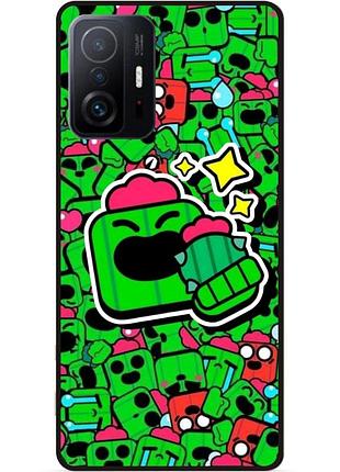Силиконовый бампер чехол для xiaomi 11t стикеры бравл спайк brawl