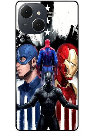Силиконовый чехол бампер для tecno spark 40c с рисунком marvel марвел человек паук