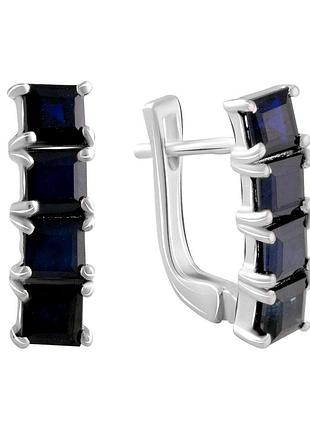 Срібні сережки komilfo з натуральним сапфіром 3.531ct (2090380)