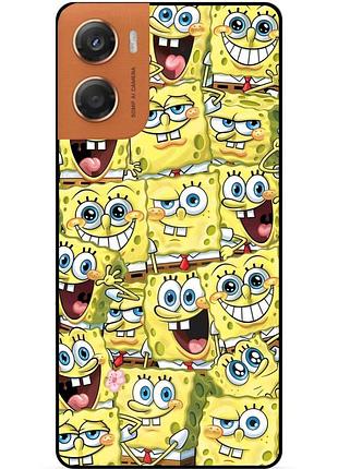 Силиконовый чехол бампер для motorola moto g06 с рисунком губка боб sponge bob