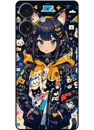 Силиконовый бампер чехол для iphone 17 с рисунком котики аниме