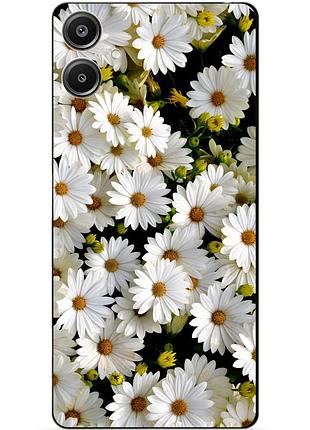 Чехол силиконовый бампер для samsung a07 с рисунком ромашки цветы