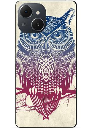 Силиконовый чехол бампер для tecno spark 40c с рисунком сова