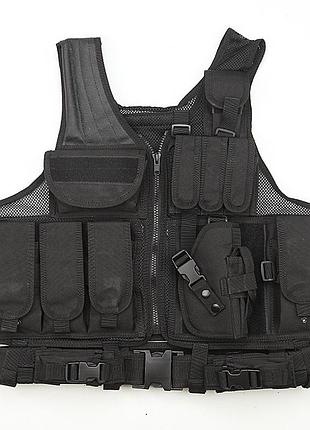 Тактичний жилет під плити, плитоноска a molle військова армійська чорний