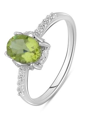 Серебряное кольцо komilfo с султанит султанитом 2.11ct, фианитами, вес изделия 2,07 гр (2114802) 17.5 размер