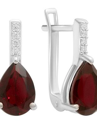 Серебряные серьги komilfo с искусственным гранатом nano 3.12ct (60002328)