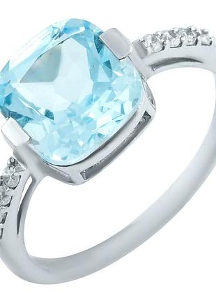 Серебряное кольцо komilfo с натуральным топазом 3.866ct, вес изделия 2,28 гр (0461694) 18 размер