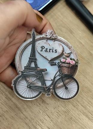 Магнит на холодильник сувенир символ франции эйфелева башня париж paris франция велосипед